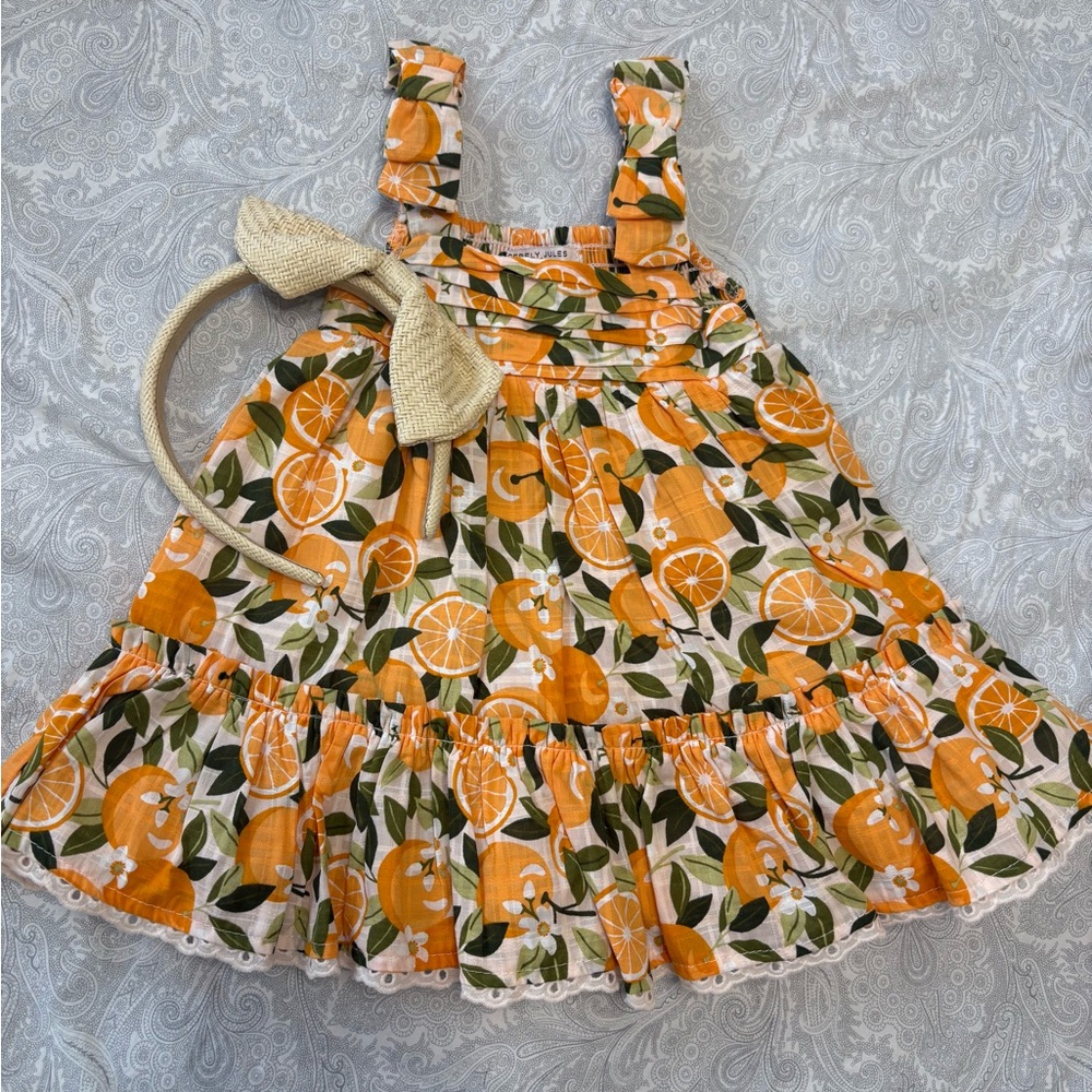 Sincerely Jules Orange Floral Kids Dress